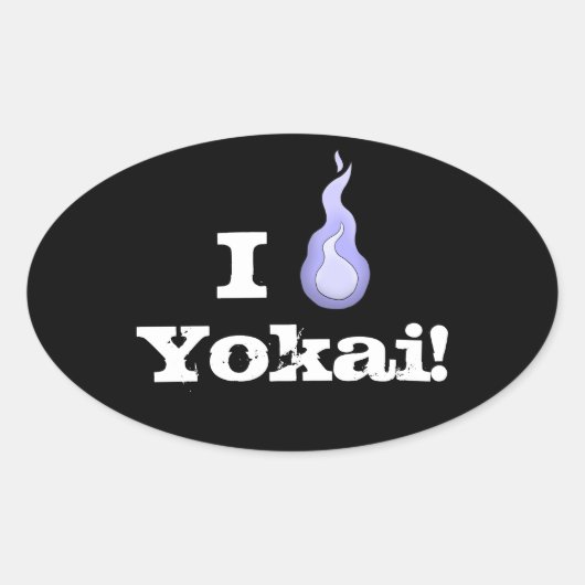 Ik hoor Yokai. Hitodama Fireball Ovale Sticker (Voorkant)