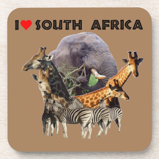 Ik hoor Zuid-Afrika Wildlife Collage Bier Onderzetter (Voorkant)