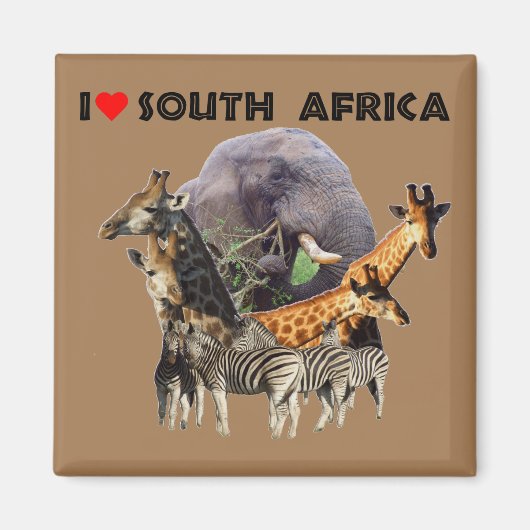 Ik hoor Zuid-Afrika Wildlife Collage Magneet (Voorkant)