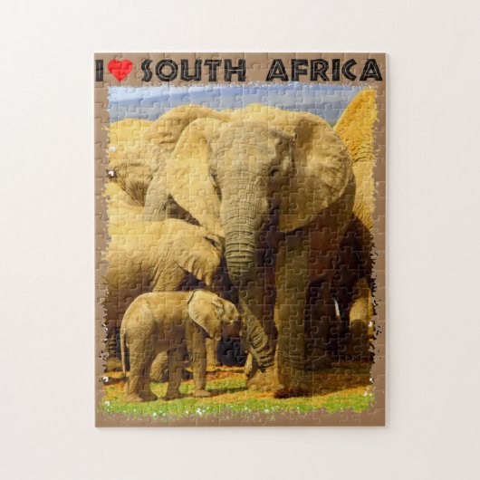 Ik hoor Zuid-Afrikaanse olifantenmoeder en kalf Legpuzzel (Verticaal)