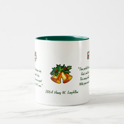 "Ik hoorde de bellen op kerstdag" Hymn Tweekleurige Koffiemok (Center)