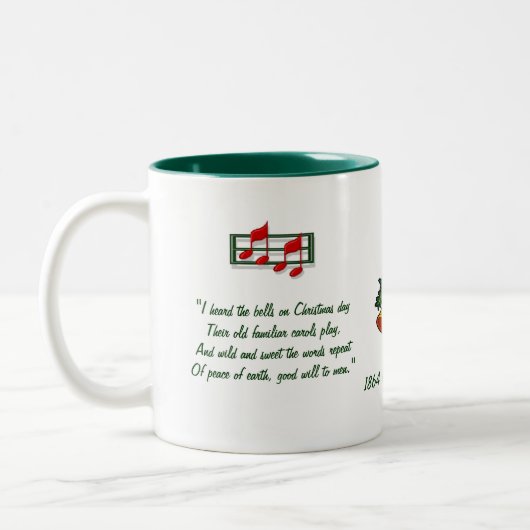 "Ik hoorde de bellen op kerstdag" Hymn Tweekleurige Koffiemok (Links)