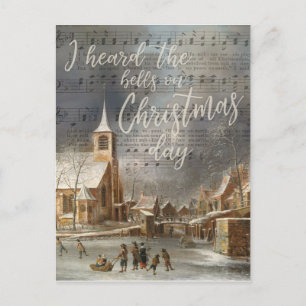 Ik hoorde de Bells op kerstdag, de kerk Briefkaart