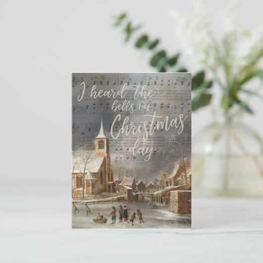 Ik hoorde de Bells op kerstdag, de  kerk Briefkaart (Staand voorkant)