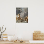 Ik hoorde de Bells op kerstdag, de  kerk Poster (Keuken)