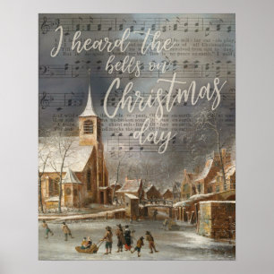Ik hoorde de Bells op kerstdag, de kerk Poster