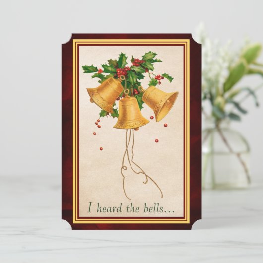 Ik hoorde de kerst van de Bells Longmede Poem Feestdagenkaart (Staand voorkant)