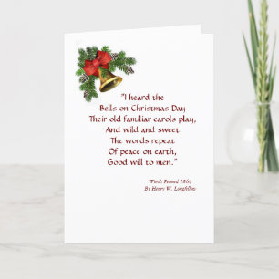 Ik hoorde de kerstKaart van Bells Hymn Feestdagen Kaart