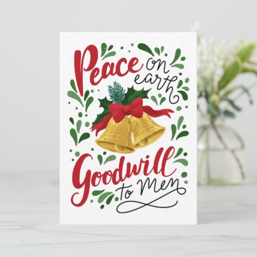 Ik hoorde de kerstklokken op de kerstkaart (Staand voorkant)