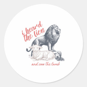 Ik hoorde de leeuw en zag het lam Minimalistische Ronde Sticker