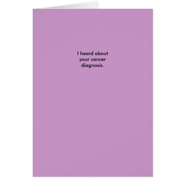 Ik hoorde over je kankerdiagnose. (Voorkant)