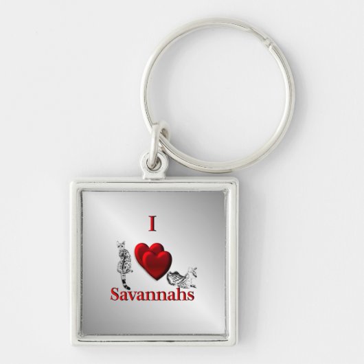 Ik hoorde Savannah Cat Silver Sleutelhanger (Voorkant)