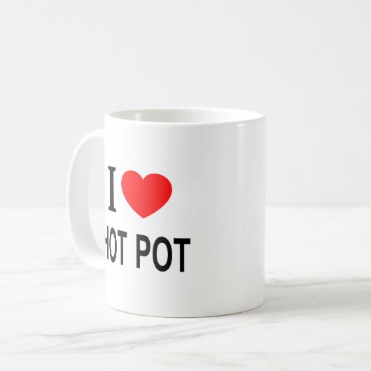 Ik ❤️ HOT POT Ik HOU VAN HOT POT Ik HEART HOT POT Koffiemok (Voorkant links)