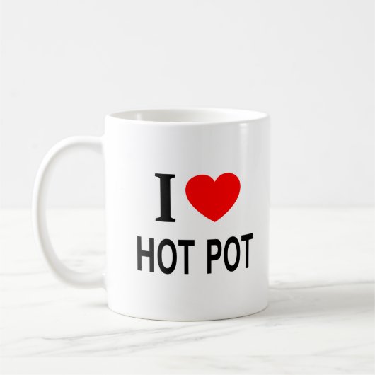 Ik ❤️ HOT POT Ik HOU VAN HOT POT Ik HEART HOT POT Koffiemok (Links)