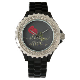 Ik hou altijd van je, Red Rose Black en Gold Horloge