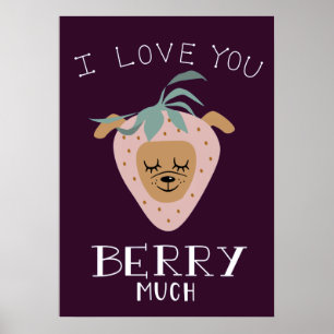 Ik hou BERRY veel van je Aardbeien Hond Poster