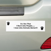 Ik hou beter van dieren bumpersticker (Op auto)