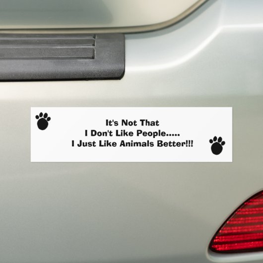 Ik hou beter van dieren bumpersticker (Op auto)