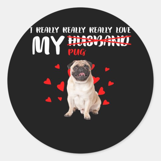 Ik hou echt echt van mijn pug ronde sticker (Voorkant)