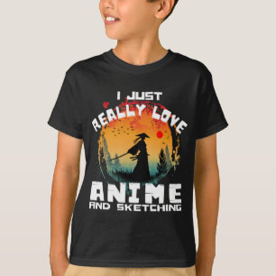ik hou echt heel veel van anime en schetsen t-shirt