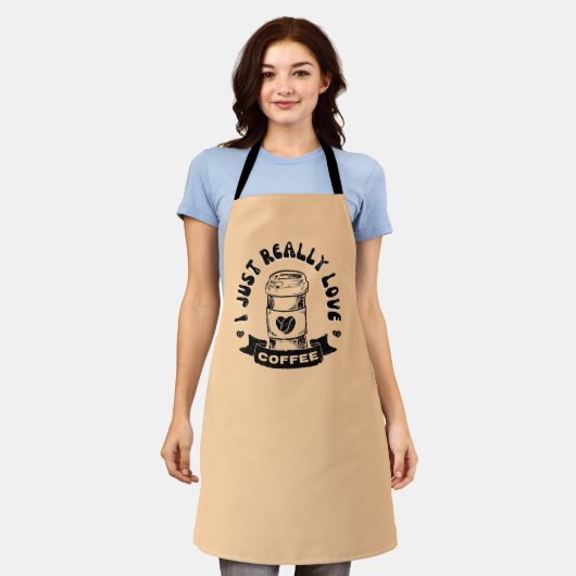 Ik hou echt heel veel van koffie schort (Gedragen)