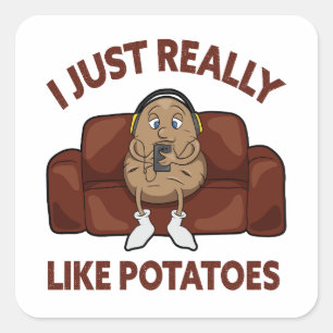 Ik hou echt van aardappelen - Cute Potato Vierkante Sticker
