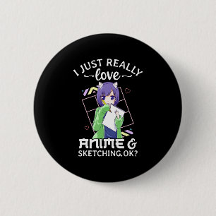 Ik hou echt van Anime en ik schetst OK Anime Dr. Ronde Button 5,7 Cm