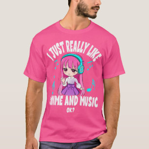 Ik hou echt van Anime en Music Girl Chibi Anim T-shirt