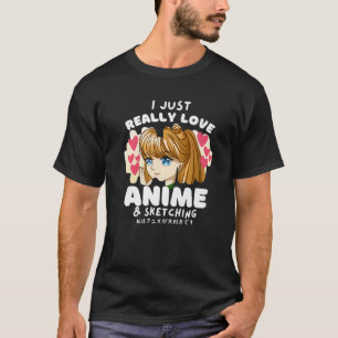 Ik hou echt van animme en schetsen Japans Ca T-shirt