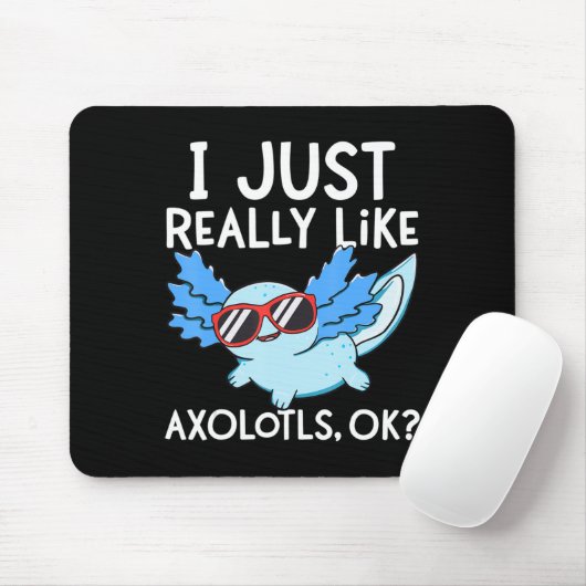 Ik hou echt van Axolotls Ok Girl Boy Kinder Kawai Muismat (Met muis)