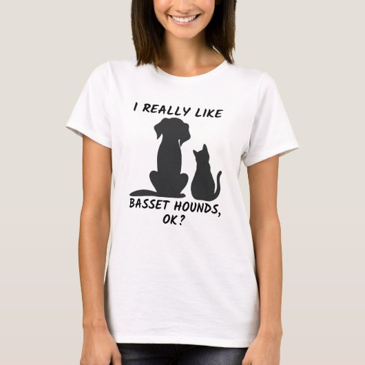 Ik hou echt van basset hounds, oké? Grappige Hond T-shirt (Voorkant)