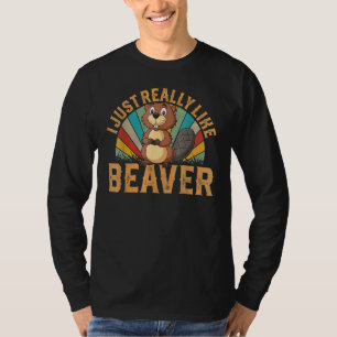 Ik hou echt van bever Animal Sunset Cu T-shirt