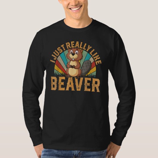 Ik hou echt van bever  Animal Sunset Cu T-shirt (Voorkant)