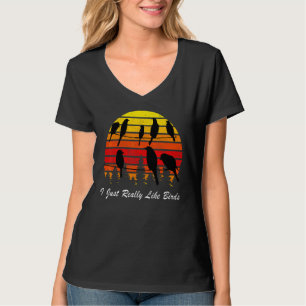 Ik hou echt van de  zonsondergang van de vogelgrie t-shirt