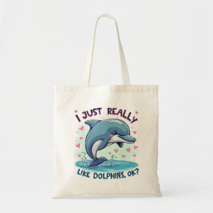 Ik hou echt van dolfijnen tote bag