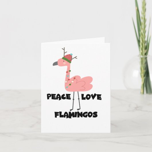 Ik hou echt van flamingo's, vrede hou van flamingo kaart (Voorkant)