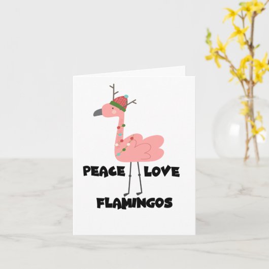 Ik hou echt van flamingo's, vrede hou van flamingo kaart (Gele Bloem)