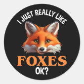 Ik hou echt van Foxes. Ronde Sticker (Voorkant)
