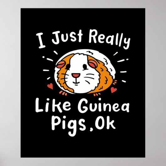 Ik hou echt van Guinee-Guinea Pig Kawaii Poster (Voorkant)