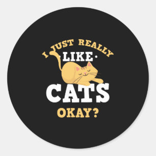 Ik hou echt van katten grappige citaatsticker ronde sticker
