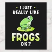 Ik hou echt van kikkers wijn etiket (Enkel label)