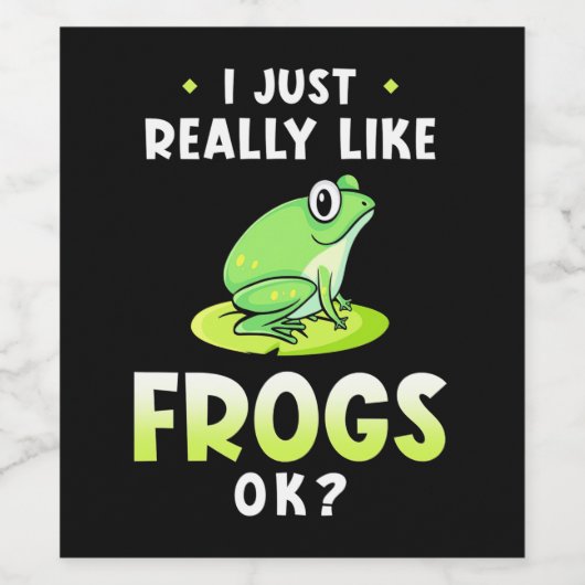 Ik hou echt van kikkers wijn etiket (Enkel label)