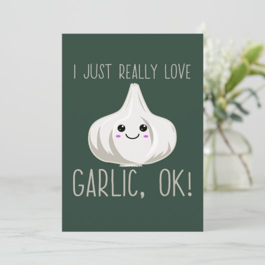 Ik hou echt van knoflook. Kawaii Garlic Gift Kaart (Staand voorkant)