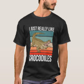 Ik hou echt van krokodillen Retro Croc Reptile T-shirt (Voorkant)