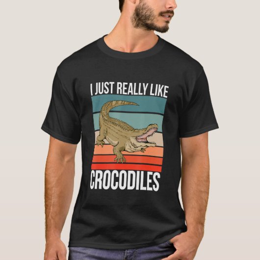 Ik hou echt van krokodillen Retro Croc Reptile T-shirt (Voorkant)