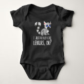 Ik hou echt van Lemurs, oké? Funny Cute Gezegde Romper (Voorkant)