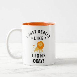 Ik hou echt van Lions. // Fun Animal Tweekleurige Koffiemok