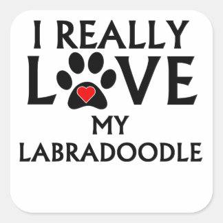 Ik hou echt van mijn labradole vierkante sticker
