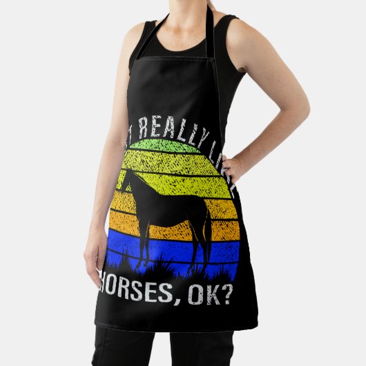 Ik hou echt van paarden in blauw en geel schort (Insitu)