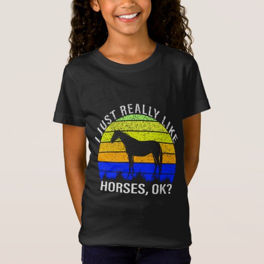 Ik hou echt van paarden in blauw en geel T-shirt (Voorkant)